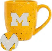 Rico Industries NCAA Michigan Wolverines Yellow 16 oz Team Color Laser Engraved Speckled Ceramic Coffee Mug