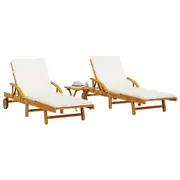Sun Loungers 2 pcs with Table Solid Wood Acacia vidaXL