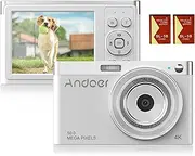 Domary Compact 4K Digital Camera Video Camcorder 50MP 2.88Inch IPS Screen Auto Focus 16X Zoom-Shake Face Detact Smile Capture Built-in Flash with 2pcs Batteries Carry Bag Wrist Strap for Kids