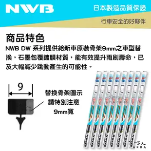 NWB DW 雨刷膠條 日本原裝 9mm 三節式軟骨雨刷替換膠條 NU NS 空力雨刷膠條 石墨鍍膜 哈家人