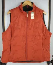 NEW $78 EDDIE BAUER Size XL Womens Burnt Orange Full Zip Fleece Lined Vest Vines