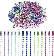 uxcell 200pcs Metal Ball Bead Chain, 100mm Long Bead Connector Clasp Dog Tag Hanging Chain for Key Chains Tags Craft Projects Jewelry Making, Rose Red/Green/Cyan/Blue/Purple