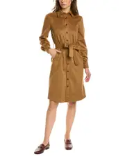 Brooks Brothers Tie Waist Shirtdress 10 Brown