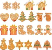SUNNYCLUE 66Pcs 11 Styles Christmas Cabochons Holiday Resin Charms Bulk Assorted Flat Back Xmas Snowflake Snowman Tree Socks Gingerbread Biscuits Cabochon for DIY Crafting Jewellery Making Decorations