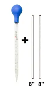 10ml Glass Graduated Dropper Pipette+(2 Pk) 8" Glass Stirring Rod Lab Equipment