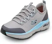[Skechers] Work Christina, Arch Fit, Women's, Grey/Aqua, Soft Toe, EH, MaxTrax Slip Resistant, Low Athletic Work Shoe