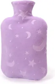Bolsa de agua caliente con funda blanda, bolsa de agua caliente de 2 litros