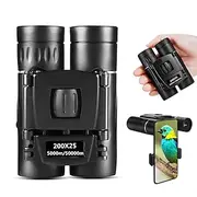 200x25 High Power Compact Binoculars with Clear Low Light Vision Large Eyepiece Waterproof Binocular for Adults Kids High Power Easy Focus Binoculars for Bird