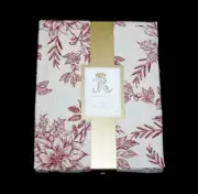 Rachel Ashwell Christmas Poinsettias Holly Berries Red Gold Sparkle Tablecloth