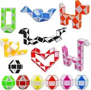 Large Size 8 PCS 24 Blocks Magic Snake Cube,Magic Snake, Magic Ruler, Plastic Puzzle Cube, Finger Sensory,Snake Puzzles for Stress Relief,Party Favours, Random Color