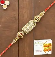Ghasitaram Gifts Rakhi for Brother Rakhis Online - RM-579 PremiumRakhi with 400 GMS of Besan Barfi