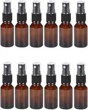 10ml Mini Size Amber Glass Spray Bottles Small Empty Refillable Cosmetic Fine Mist Spray Bottle Container for Water, Essential Oils, Cleaning Products, etc (12Pcs)