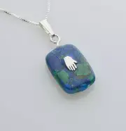 Fine sterling silver 925 necklace & Eilat stone Israel pendant set Hamsa Amulet