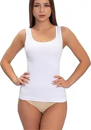 [SODACODA] Women's Seamless Tummy Control Undershirt - Strong Compression for Belly and Waist - Shapewear, Shapewear, Bodice, Camisole, White, 3XL