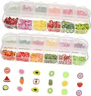 SAFIGLE Assorted Color Nail Paillette Sequins for DIY Nail Art Manicure Filling Tools with Fruit Shapes Crystal Mud Polymer Clay for Nail Beauty
