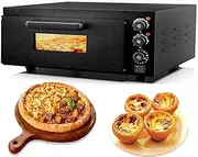 Electric Pizza Oven, 2000W Commercial Pizza Oven with Pizza Stone and Timer, 50-350℃ Adjustable Temperature, 12" Countertop Pizza Oven with Insulated Handle, Drawer Toaster Oven for Hotel Restaurant