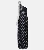 [Bananhot] Bananhot Louise polka-dot one-shoulder maxi dress AU 10 black