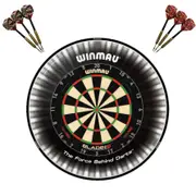 Winmau Blade 6 TRIPLE CORE Dart Board + Plasma Light + Black Surround + Darts