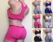 3/6 SPORTS Bras Short Set Yoga RACER BACK Mold Cup ACTIVE WEAR GYM lot 32B-44D