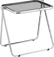 KAIHAOWIN Folding TV Tray Table- Clear Acrylic Foldable Table No Assembly Required Tiny Desk for Home Office Side Table Small Computer Desk for Small Spaces-Gray