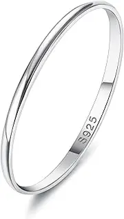 [Milacolato] 925 Sterling Silver Ring for Women Men 18K White Gold Plated Plain Thumb Finger Stackable Statement Dome Rings High Polished Engagement Eternity Wedding Band Ring Comfort Fit Size 6 to 10