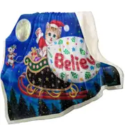Cute Christmas Design Mouse and Cat Throw Blanket