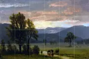 Art Albert Bierstadt Mountains CATTLE Ceramic Mural Backsplash Bath Tile #2414