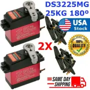 2X 25KG DS3225MG 180° Metal Steering Digital Waterproof Servo High Torque For RC