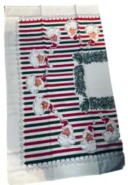 Retro Santa Claus Balls Christmas Holiday Table Linens Tablecloth 52" x 65"