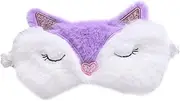 WOFASHPURET 1Pc Plush Eye Mask for Sleeping Soft Travel Eye Patch Lightweight Washable Blindfold Cute Fox Design for Home Office Yoga Travel
