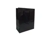 250 x BLACK GLOSSY LAMINATED PAPER GIFT CARRY SHOPPING BAGS BULK - SMALL MEDIUM