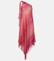 [Missoni] Missoni Zigzag one-shoulder silk beach dress UK 10 red