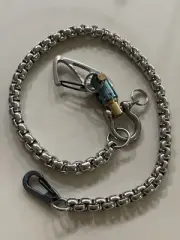 Wallet Chain/Card Holder, Titanium Carabiners & Swivel, 19”, Green