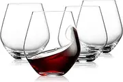 [Godinger] Silver Art Non-leaded Crystal 18 Oz. Stemless Wine Glasses, Set of 4