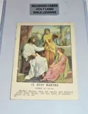 Vintage Bible Study Lesson Color Card Christian Simon Busy Martha Luke Scripture