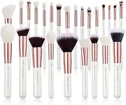 Jessup Brand 25pcs Professional Makeup Brush Set Beauty Cosmetic Foundation Powder Blush Eyeshadow Blending Concealer Highlight Natural-Synthetic Hair Brushes Set (Pearl White+Rose Gold),T215