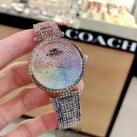 在飛比找ETMall東森購物網優惠-COACH 蔻馳女錶 34mm 玫瑰金圓形精鋼錶殼 彩虹圈時