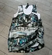 ❤️NEW❤️ TAKING SHAPE TS 20 L green black white layered top tunic ruched tie