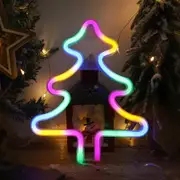 Christmas Tree Shape Plastic Color LED Neon Lights, Table Lamp Bedroom Decorative Lamp, for Home, Bars, Parties, No Battery