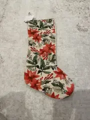 NWT Nicole Miller 8” X 22” Pointsettia Christmas Stocking