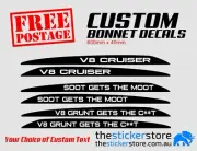 Toyota Landcruiser 79 Series CUSTOM BONNET DECALS 600mm x 40mm - CUSTOM TEXT