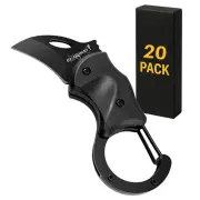 20 Small Pocket Carabiner Knife Foldable Survival Karambit Mini Sharp Blade Clip