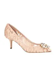 Dolce Gabbana Bellucci Embellished Lace Pumps 35,36,37.5,37,38.5,38,39.5,39,40,41 Nude