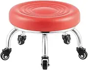 Small Pulley Low Stool with Universal Wheel Household Lazy Rolling Beauty Learning Stool for Squatting on The Floor Doing Housework, Pedicure, Sofa StoolRed,22cm