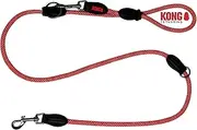 KONG 3-Way Adjustable Double Dog Lead in 2 m Length, for Medium Dogs up to 30 kg, Size M, Running Lead for Dogs with 2 Robust Carabiner Hooks, High-Quality Rope Lead for Dogs in Red
