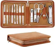 Manicure Set,Pedicure Kit Nail Clipper Set Professional Men Grooming Kit Stainless Steel Portable Travel,13pcs,1set