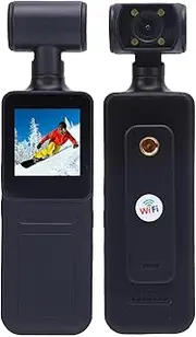 4K Rotating Lens Action Camera with WiFi, Wide Angle View, 135°, APP Control, 256GB Storage, Wearable Clamp, Long Battery Life, Case, Handheld Camera