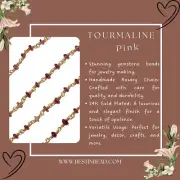 Pink Tourmaline Rosary Beads, 2mm-4mm, 24K Gold Plated/Silver - Natural Gemstone