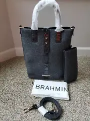 New Brahmin Sonoma Charcoal Jamestown Leather/Wool Wine Tote