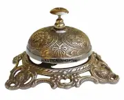 Ornate Antique Brass Hotel Counter Bell Service Desk Bell Call Bell Service Bell